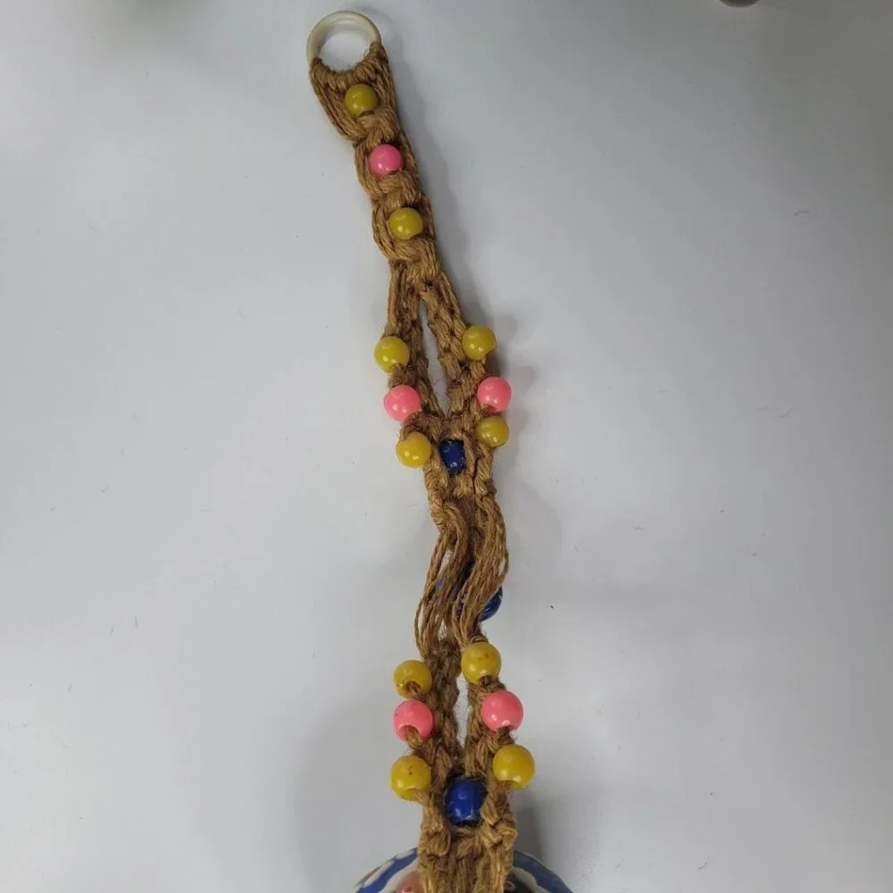 Macrame Twine Ceramic Ornament‎ Large Ball Beaded Christmas Spring Hanging Decor